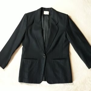 Pendleton Black 1- Button 100% Virgin Wool Blazer